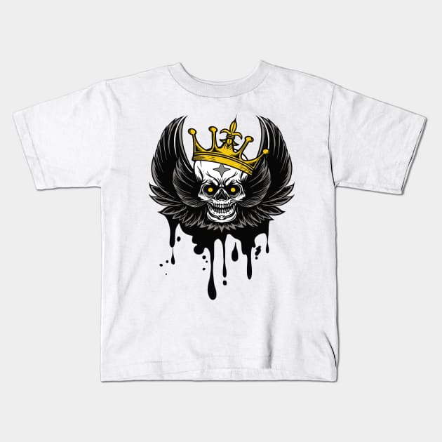 skull with wings and crown Kids T-Shirt by 9georgeDoodle